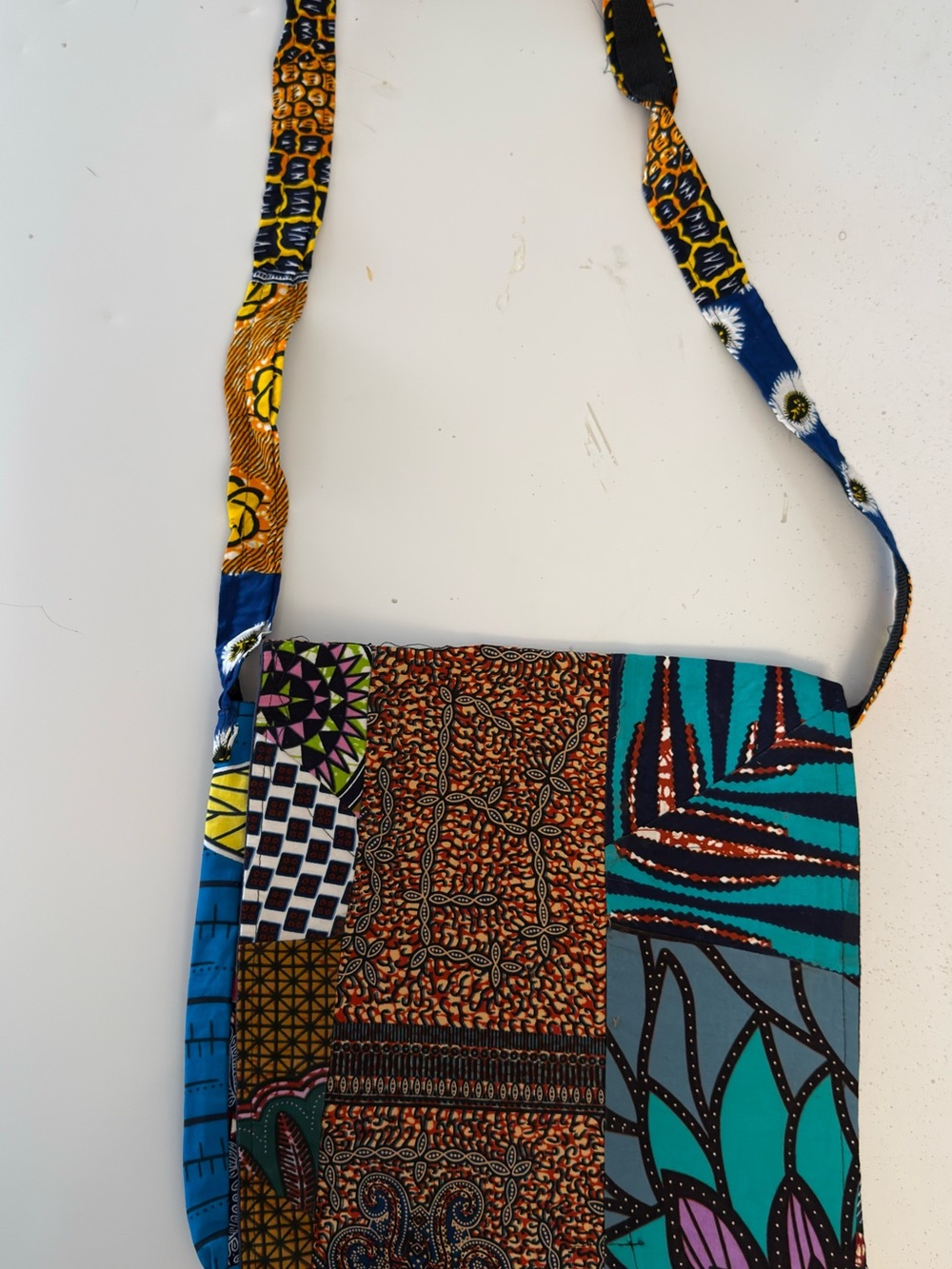 Colorful Patchwork Crossbody Bag - Turquoise & Multicolor